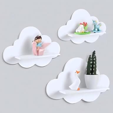 TIMENIL Lot de 3 étagères murales flottantes blanches pour décoration de chambre d'enfant, étagère murale flottante décorative pour chambre d'enfant