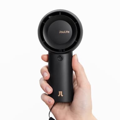 JISULIFE Ventilateur turbo portatif [18 heures de refroidissement maximum], 6000mAh USB rechargeable, petit ventilateur de poche avec 5 vitesses pour voyage/extérieur/maison/bureau - Noir