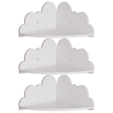 Otbushit Lot de 3 étagères flottantes d'angle murales, étagères créatives en Forme de Nuage, faciles à Installer et en Bois Robuste pour Chambre à Coucher, Salle Bain, Cuisine