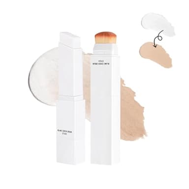 Fond de Teint Stick Auto-Ajustant Coréen 2-en-1 avec Pinceau Intégré-Maquillage 2-en-1 Hydratant à Couverture Modulable-Fond de Teint Couvrant Imperfections-Tenue Longue Résistant à l'Eau (Light)