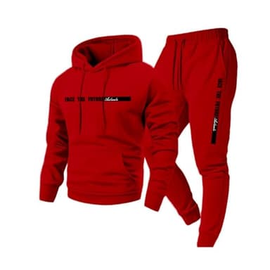MOKBAY Ensemble Homme Vêtements Mode Luxe Pantalons de Sport de Travail avec Capuche Sweet À Capuche Marque Large Jogging Survetement Homme Rouge M