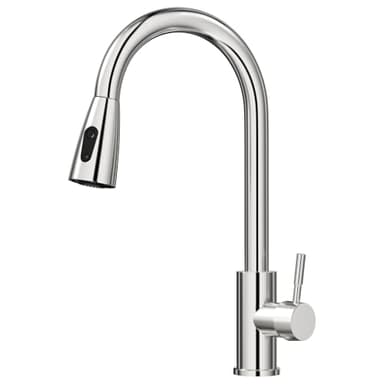 Amdoticknpf Robinet de Cuisine en Acier Inoxydable Extensible, Mitigeur Pivotant à 360°, Robinets Evier de Cuisines avec Douchette Extractible 2 Modes de Pulvérisation, Acier Inoxydable Brossé