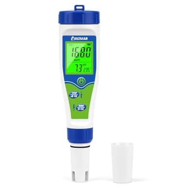 UIUZMAR pH Mètre Numérique pH Mètre Piscine au Sel 5 en 1 PH/TDS/EC/Salinité/Thermomètre Analyseur Testeur ph Piscine Electronique pour Système D'eau, Piscine, Spas, Aquarium