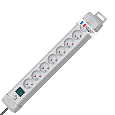 Brennenstuhl Multiprise Premium-Plus Grise, 8 prises, avec 3m de câble, Fabrication Française