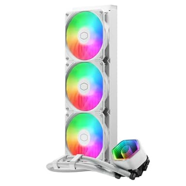 Cooler Master MasterLiquid 360 Core II CPU Watercooler - Refroidisseur AIO 360mm (Max. 280W TDP), Pompe GR9 à Double Chambre, ventilateurs ARGB Gen 2 améliorés, Montage rapide kits AMD & Intel - Blanc