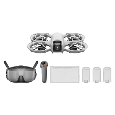 Bundle Motion Fly More DJI Neo, Mini Drone avec Caméra 4K UHD pour Adultes, Drone Suiveur qui Vole Seul de 135 g, Décollage du Creux de la Main, Suivi de Sujet, avec RC Motion 3 et 3 Batteries
