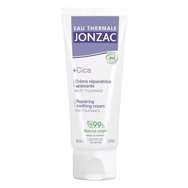 Eau Thermale Jonzac - Crème réparatrice apaisante - +Cica - Peaux abîmées et irritées - Certifié Bio Cosmos Organic - Tube de 40 ml