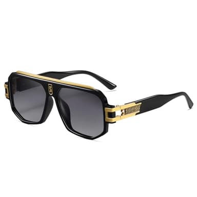 SHEEN KELLY Lunettes de soleil Homme Polarisées Rétro Carrées à Double pont Métal Doré Pilote Rectangle Cadre Mode Lunettes