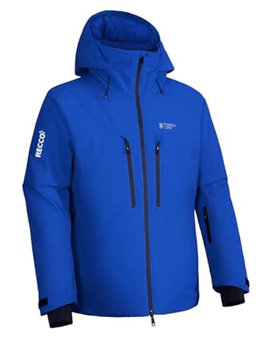Pioneer Camp Homme Vestes de Ski Imperméables Snowboard Jacket avec Multi-Poches et Capuche Bleu L
