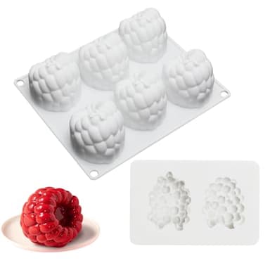 Moules en silicone pâtisserie, Lot de 8 cavités : 6 moules framboise + 2 moules mûre silicone alimentaire LFGB moule fruits pour chocolat mousse glace et gâteaux pour Gelée Chocolat Pâtissiers