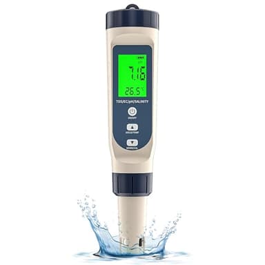 Forever Speed pH Mètre 5 en 1 pH EC TDS Salinité Température Testeur pH Piscine Testeur de Qualité de L'eau TDS Mètre pour Piscine, Eau potable, Aquarium, Spa, Hydroponique