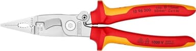 KNIPEX Pince pour installations électriques sur carte LS chromée isolées par gaines bi-matière, certifiées VDE 200 mm, 13 96 200 SB