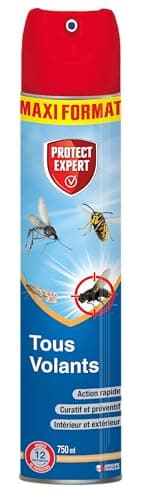 PROTECT EXPERT Aérosol Anti Insectes Volants - 750ml - Insectes Volants - Action Curative & Préventive - Foudroyant - Prêt A L'Emploi VOL750