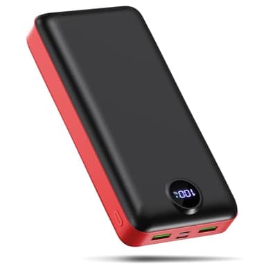 PDBEST Batterie Externe 50000mAh Charge Rapide,Grande Capacité Power Bank avec 3 Sorties & 2 Entrées 22,5W,USB-C Chargeur Portable Écran LED,Compatible avec iPhone,Android,Tablet etc Red