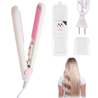 1 pièce 2 en 1 Lisseur Cheveux Mini lisseur de Voyage Professionnel Lisseur Boucleur Cheveux en Céramique pour Tous Types de Cheveux Cadeaux pour Femmes（Convertisseur de prise nécessaire）