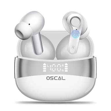 OSCAL Écouteurs Bluetooth sans Fil avec Réduction de Bruit ANC, 40H Autonomie - Écouteurs Intra-Auriculaires Sport IPX7, Bluetooth 5.4, Charge Rapide USB-C, Micro Anti-Bruit, pour Android/iOS
