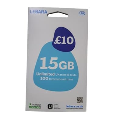 Lebara Mobile Pay As You Go Triple Cut SIM Low Cost International Appels, SMS & Data