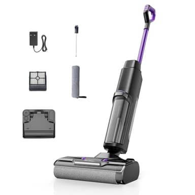 Vozascly W15 Aspirateur Laveur, Aspirateur sans Fil Intelligent 3 en 1, 45min, Autonettoyant, 65dB, Avance Automatique, Nettoyage des Bords, Aspiration puissante pour déchets secs et humides