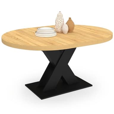 IDMarket - Table à Manger Extensible Ronde Alicia 4-8 Personnes Bois et Noir 110-150 cm