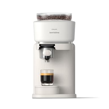 Philips Baristina Machine à expresso - Un véritable expresso, en toute simplicité - Compacte - 16 bars de pression - Broyeur intégré - Machine blanche avec porte-filtre blanc (BAR300/00)