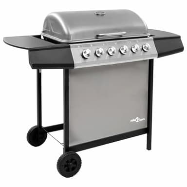 Tidyard Barbecue Gril à gaz avec 6 brûleurs Noir et argenté