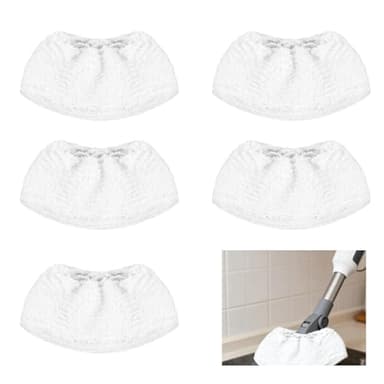 5 PCS Bonnettes Microfibre, Serpillere Remplacement Blanc Nettoyage à la vapeur en microfibre housse Accessoires de Remplacement for Chiffon Compatible avec la plupart des Nettoyeur à vapeur