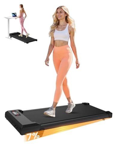 Tapis de Course et Marche 3 en 1 avec Pente 7% – Tapis Roulant Silencieux, 8 km/h, 2,5 CV, Amorti Confortable, Charge 130 kg, Écran LCD – Maison & Bureau (Noir 85 cm)