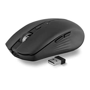 T’NB Souris sans Fil Design, Double Mode Bluetooth et USB-A, Rechargeable Haute Autonomie, Silencieuse, Précision 1600 DPI, 6 Boutons, Compatible Windows, Linus et MacOs - Noir