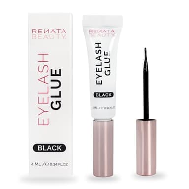 Renata Beauty Colle pour Faux Cils - Colle Noir 24hs pour Extension de Faux Cils - Colle à Cils en Grappes Imperméable pour Cil Individuel, Cluster, Bouquet - Tube avec Brosse Double Fonction