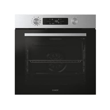 CANDY - Four Encastrable à Chaleur Pulsée - Pyrolyse/Hydrolyse, 6 Niveaux de Cuisson - A++ - Cavité XXL (78L), Rails Télescopiques - Inox Noir - Manettes Rétractables Push/Pull - 59,5 x 59,5 x 56,8 cm