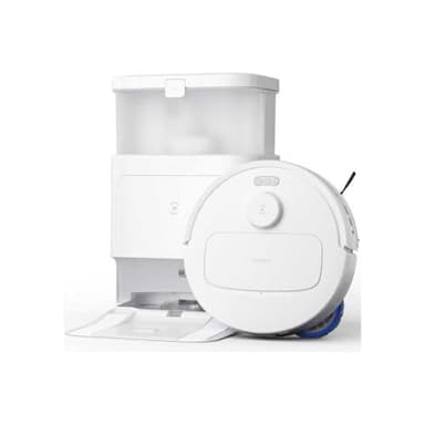 ECOVACS N30 PRO OMNI Aspirateur Robot avec Station OMNI tout-en-un, 10000Pa, Robot Aspirateur Laveur avec Brosse ZeroTangle 2.0, Nettoyage à l'eau chaude 60℃, Nettoyage Humide adaptatif TruEdge, Blanc