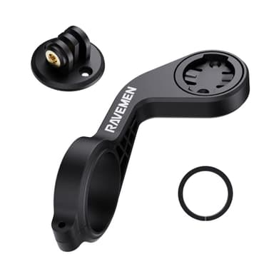 RAVEMEN AOM01 Support Compatible avec Garmin/COOSPO/CYCPLUS/iGPSPORT Compteurs Vélo, Compatible avec GoPro/FR160/Éclairage Avant,Convient aux guidons de 31,8 mm