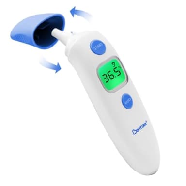Berrcom Thermomètre frontal et auriculaire numérique sans contact infrarouge pour bébé, adulte avec alarme de fièvre, fonction mémoire, interrupteur °F/°C