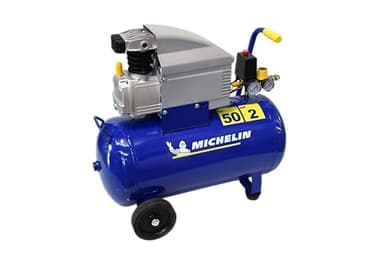 Michelin Compresseur à Air MB 5020, Compresseur à Air 50-Litres, Double Manomètre, Pression Max. 8 bars, Lubrifié à l'Huile, Roues de Transport, Puissance 2 CV