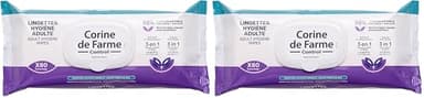 Corine de Farme, Lingettes Hygiène Adulte Extra-Larges x60 - Nettoyage Doux pour Peaux Sensibles, Parfumées, 99% d'Ingrédients Végétaux, Aloe Vera, Idéales pour Visage et Corps (Lot de 2)
