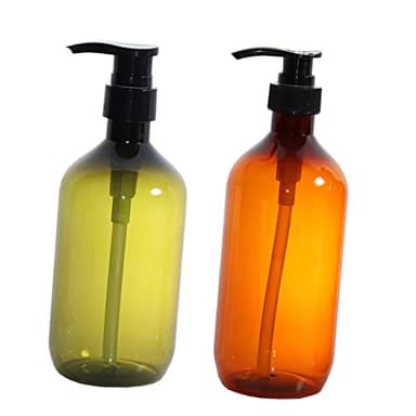 Cabilock Lot De 2 Flacons à Pompe 500 ML Pet Teintés Marron Et Vert Distributeurs De Shampoing Et Savonnette pour Voyage Et Salle De Bain