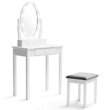 IDMarket - Coiffeuse Bella avec Miroir LED et Tabouret