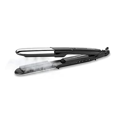 BaByliss ST495E Lisseur Vapeur en Métal pur 2 en 1, Fonction vapeur, Céramique Diamantée, 5 Sélections de Température de 150°C à 230°C, Chauffe en 15 sec, Noir, 39 x 110 mm