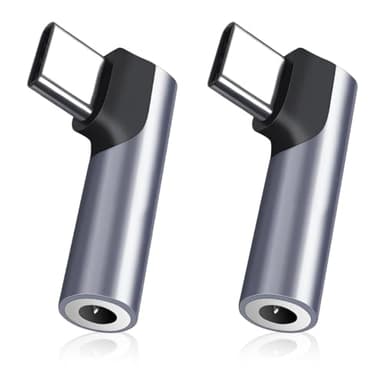 2PCS Adaptateur USB C Jack de Casque 3,5mm, Audio Hi-Fi avec DAC intégré, Compatible Smartphones et Tablettes USB Type C, Prise Casque Micro et Commandes, Conception Coudée Durable Plug & Play