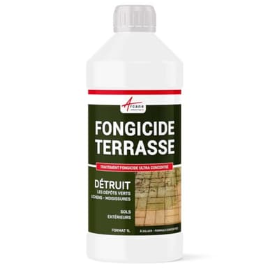 Fongicide Anti dépôt vert concentré pour terrasse et sols - Élimine aussi algues et lichens - ANTI-MOUSSE - 1 L (jusqu'à 250 m²) - ARCANE INDUSTRIES