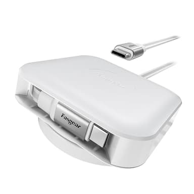Fasgear Câble USB C rétractable 60 W - 2 m - Extensible unilatéral - Câble de charge rapide PD/PPS - Rotation à 360° sur table - Design compact - Câble de charge USB C 2.0 pour i-Phone16/17 Pro Max
