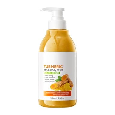 Gommage Corporel au Curcuma et Niacinamide,Gommage Corps Exfoliant,éclaircissant,Améliore les Taches Brunes,Lisser la peau et Eclaircir le Teint, Soins du Corps pour Hommes et Femmes 520ml