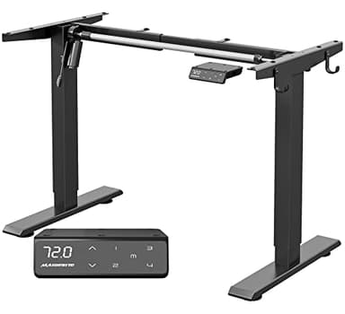 MAIDeSITe Bureau Assis Debout Electrique Réglable à 2 Étages en Hauteur avec 4 Claviers à Mémoire Automatique Cadre de Bureau (Noir), pour Écriture, Industriel, 70-120 cm