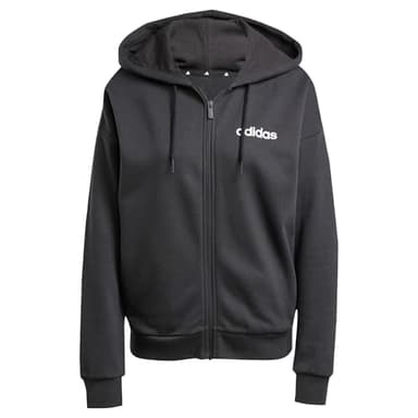 Adidas Damen Essentials Linear Full Zip French Terry Hoodie, Black/White, L