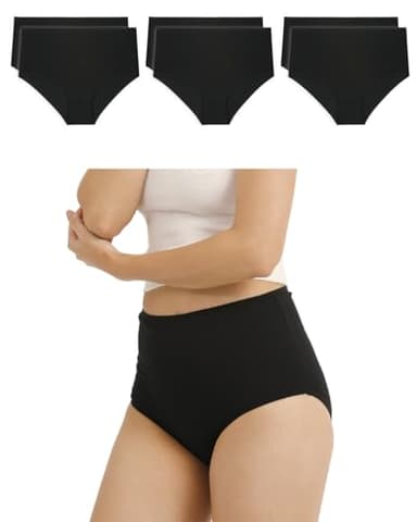 mimosso Lot de 6 culottes hipster pour femme en coton bio respirant - Sous-vêtements pour femme sans taille élastique (tailles S à XXL), Noir , XL