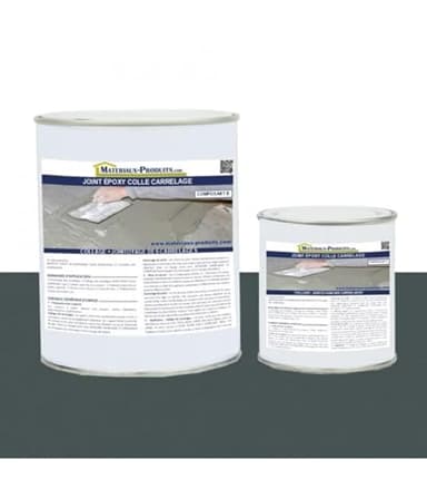 MATPRO - Joint Époxy Colle pour Carrelage - Étanche Eau & Infiltrations - Application Horizontale, Verticale, Intérieur & Extérieur - Gris Anthracite - 1Kg