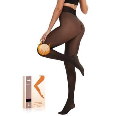 Arkim Collant polaire femme effet transparent, Legging Collant femme hive grande taille, Collants thermiques pour femme - Doublure d'hiver - Faux translucide