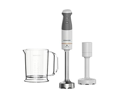 Kenwood Triblade HBM40.004WH Mélangeur à Main avec Anti-éclaboussures, Presse-purée et Gobelet en Plastique sans BPA Passe au Lave-Vaisselle 850 W Blanc