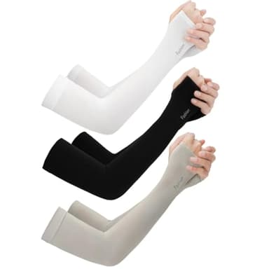 3 Paires Manchon Bras Homme & Femme, Anti UV Protection UPF 50+ Manche de Bras avec Trou pour le Pouce, Protection Solaire, Manches pour Activités de Plein Air, Manchons de Sport de Compression