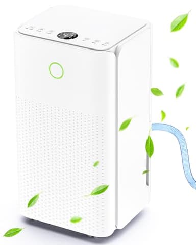 Deshumidificateur d air 12L/24h, Déshumidificateur Electrique avec Compresseur, 3 Modes, Déshumidification Automatique, Drainage Continu, 24h Minuterie, Contre l'humidité pour Maison/Appartement/Cave